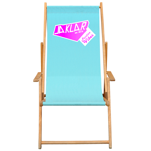 Bild für Seite Liegestuhl bedrucken. Sonnenstuhl Holz mit Ja Klar Logo.