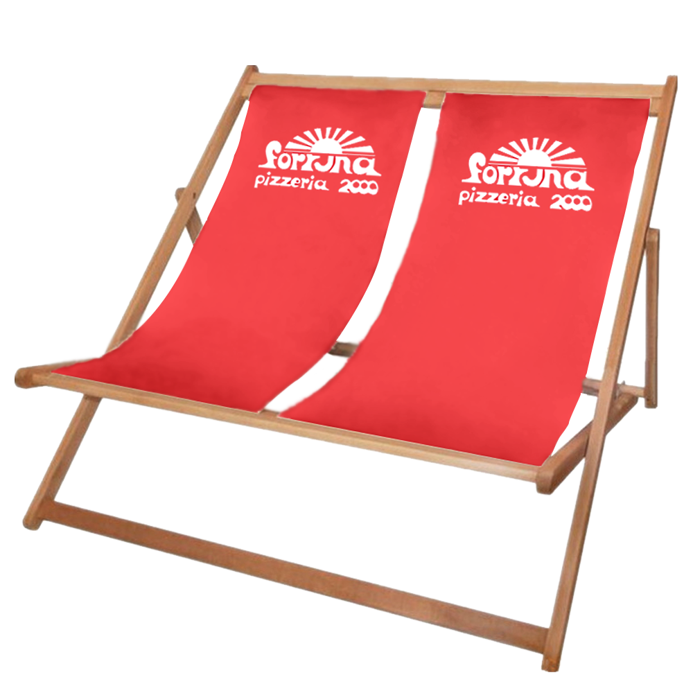 Andere Version des Sonnenstuhl Holz - Doppelter bedruckter Liegestuhl aus Holz in rot