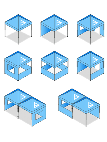 blaues Faltzelt, blauer Pavillon 2x3 - Pavillon 3x4,5 - Pavillon 4x4 - Pavillon 2x2 in verschiedenen Ausführungen