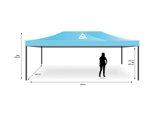Blaues Eventzelt mit Bas-Logo