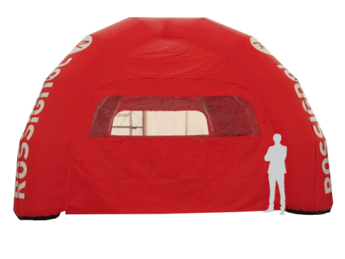 rotes aufblasbares Zelt 4x4 mit Rossi Logo