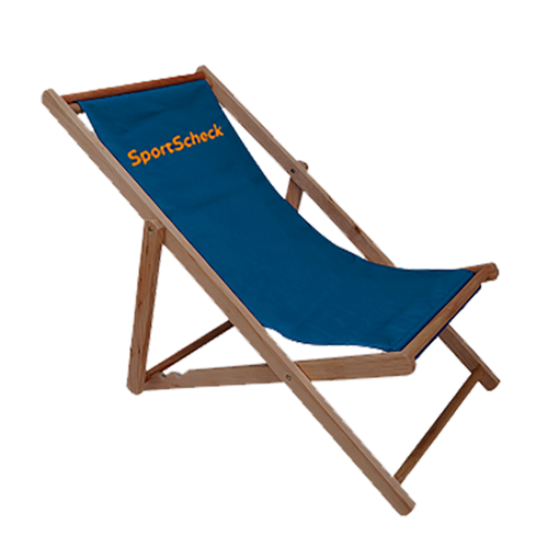 Produktvorschau für Seite Liegestuhl bedrucken. Liegestuhl ohne Armlehne in blau mit Logo