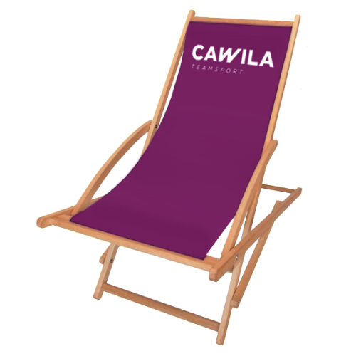 Produktvorschau für Seite Liegestuhl bedrucken. Schaukelliegestuhl in lila mit Logo